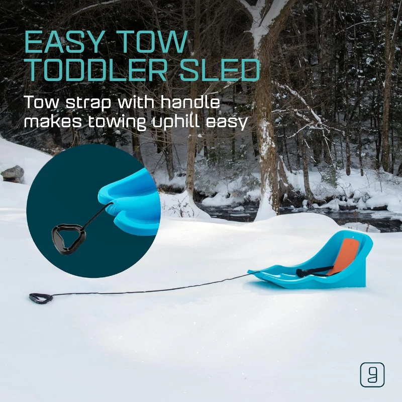 Gizmo Riders Baby Rider Toddler Sled with 3-Point Harness, Anti-Slip Foam Seat & Retractable Tow Strap — 6 Months to 3 Years, Supports up to 55 lb