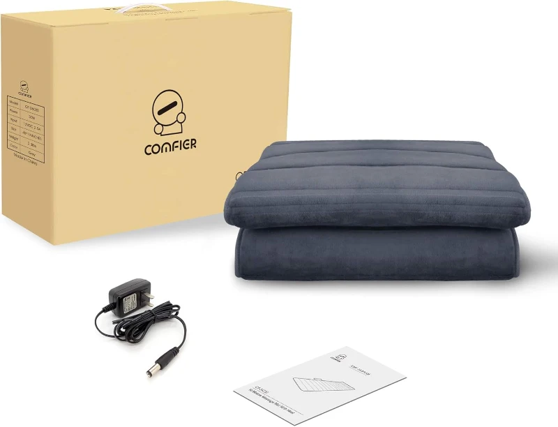 COMFIER Full-Body Vibration Massage Mat with Heat - Chair Pad with 10 Vibration Motors & Dual Heating Pads, Auto Shut-Off, Foldable Heated Massage Mattress Pad