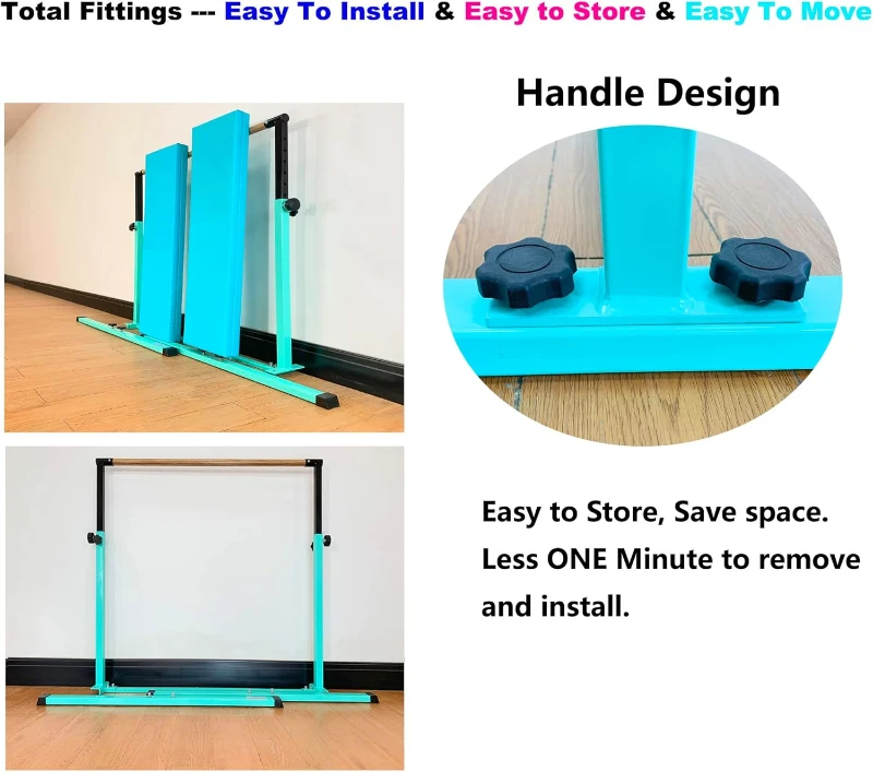 MARFULA Portable Kids Gymnastics Bar Set – 5 ft Crossbar, 4 ft Internal Width, 36""–60"" Height Adjustment, Foldable for Home & Club