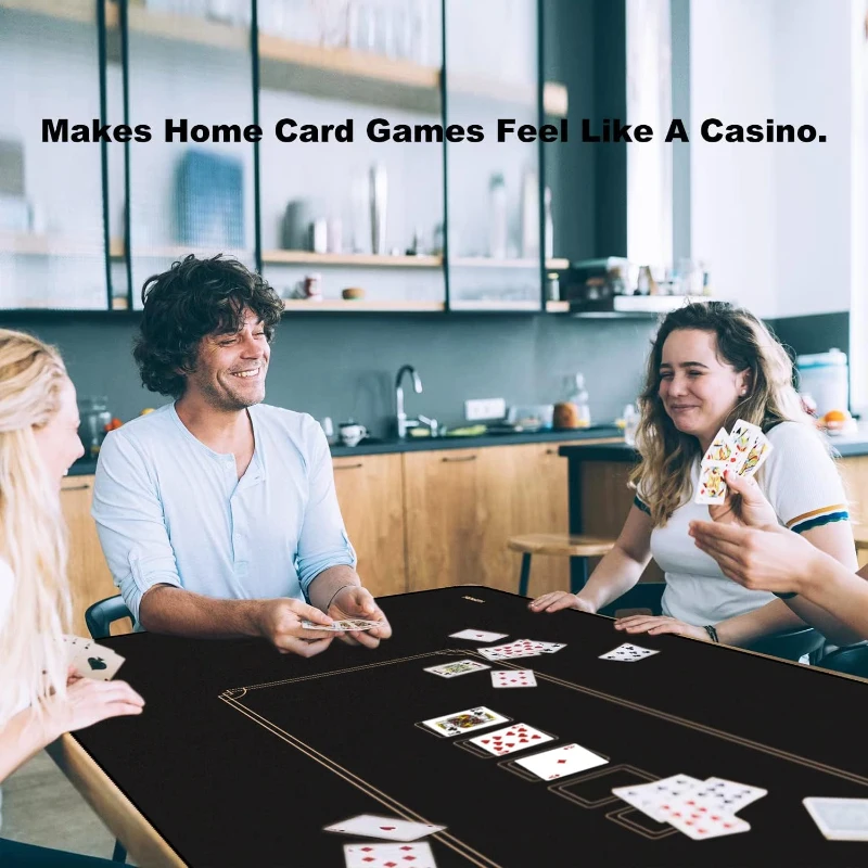 YUZPKRSI 70 x 35 Inch Waterproof Texas Hold'em Poker Mat - Water-Repellent 8-Player Table Top, Portable Poker Topper with Reinforced Carry Bag