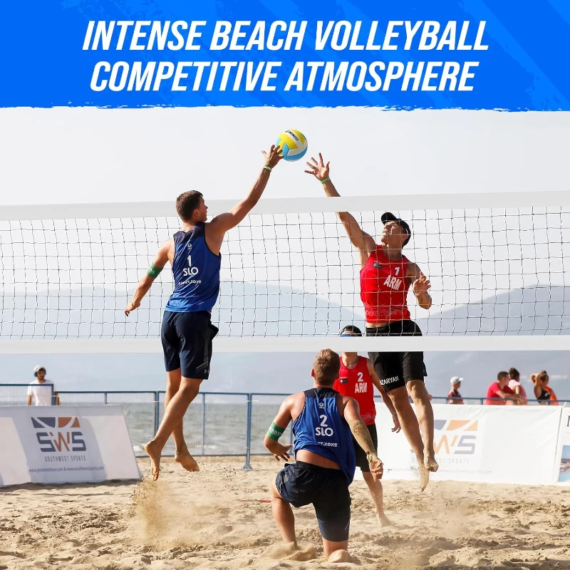 Patiassy Portable Volleyball Net — Heavy-Duty Professional Outdoor Set with Adjustable Powder-Coated Aluminum Telescoping Poles, Galvanized Winch Tension System, Steel Stakes, Anti-Sag Design, Pump & 1680D Carry Bag for Beach, Grass & Backyard