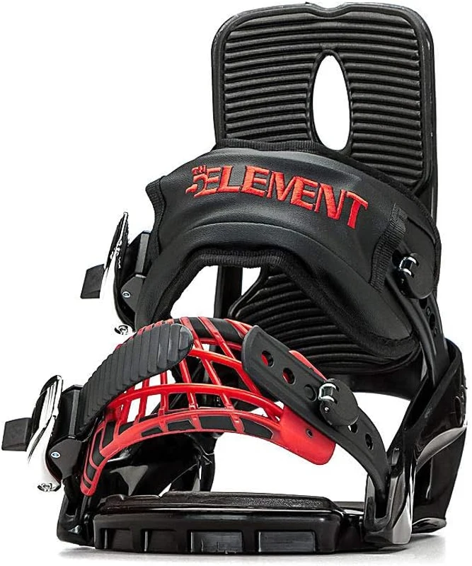 5th Element Summit Stealth Adult Men's Snowboard Bindings - Universal Mounting Disc & Hardware for New or Replacement Boards, Beginner to Intermediate