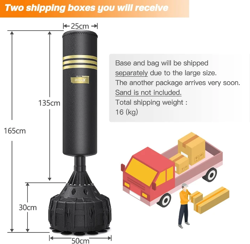 Dripex Freestanding Punching Bag with Stand — Heavy-Duty Free-Standing Boxing Bag for Adults & Teens, Home Gym