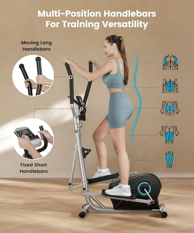 Dripex Magnetic Elliptical Trainer for Home – Ultra-Quiet 6kg Flywheel, 16 Resistance Levels, Pulse Sensor & LCD Performance Display