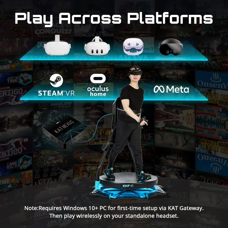 KAT Walk C2 Plus VR Treadmill — Full-Body Locomotion System with Foot Haptics & Compact 360° Platform for Gaming and Fitness — US Size 6