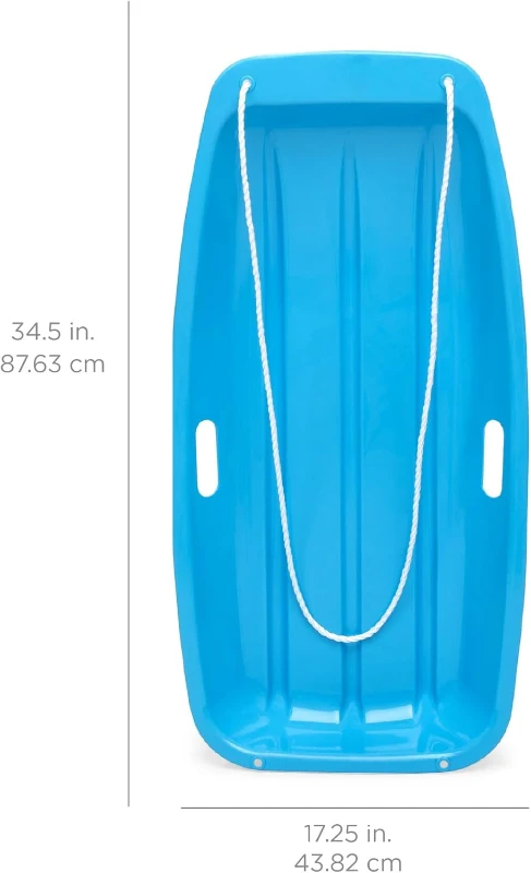 Best Choice Products 35"" Children's Plastic Toboggan Snow Sled – Pull Rope and 2 Grip Handles