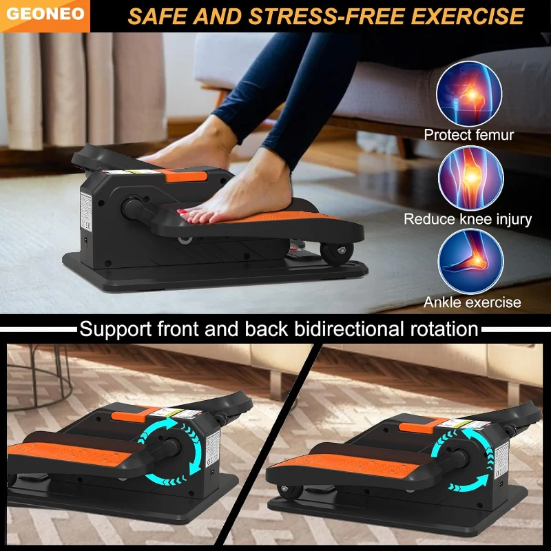 Under-Desk Electric Elliptical for Seniors, Quiet Portable Seated Pedal Exerciser with Remote, Manual & Auto Modes, 12 Speeds