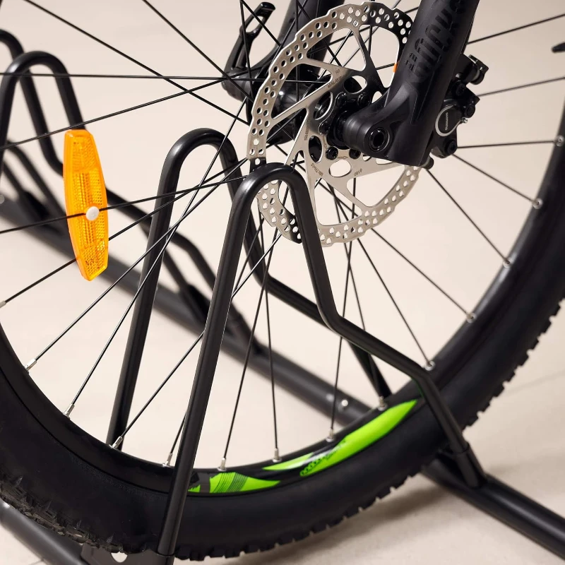 CyclingDeal Floor Bike Rack - Parking Stand for Up to 6 Bicycles, Indoor Garage Storage with Tire Grooves for up to 29"" Wheels