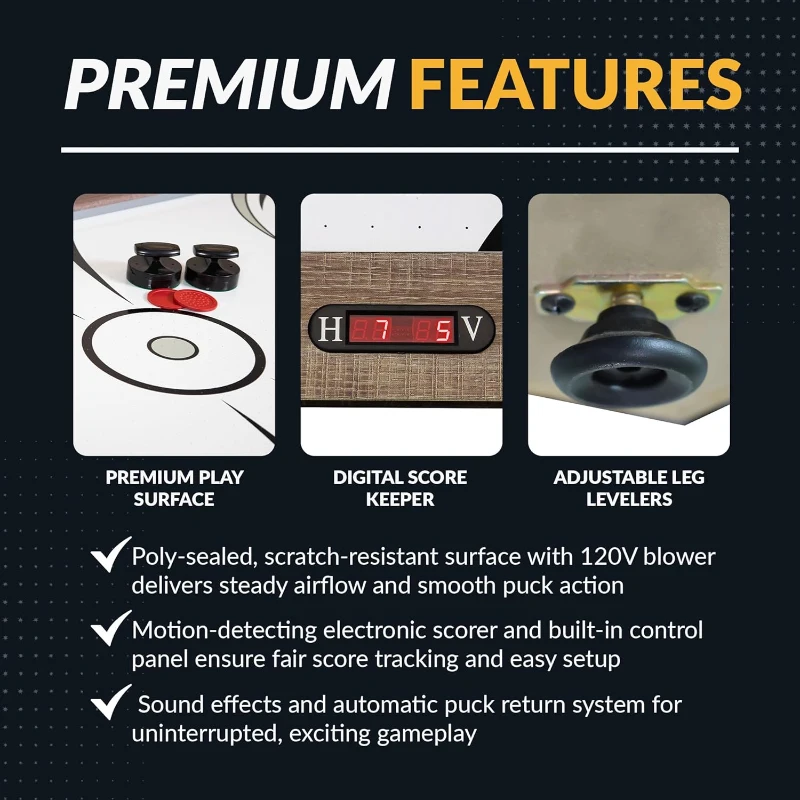 Hathaway Driftwood 84-inch 3-in-1 Air Hockey Table with Ping Pong Top & Dining Surface