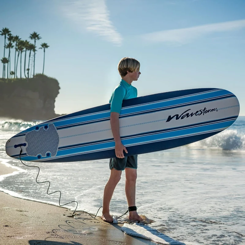 Wavestorm 8' Classic Foam Longboard – Wax-Free Soft Top for Adults & Kids