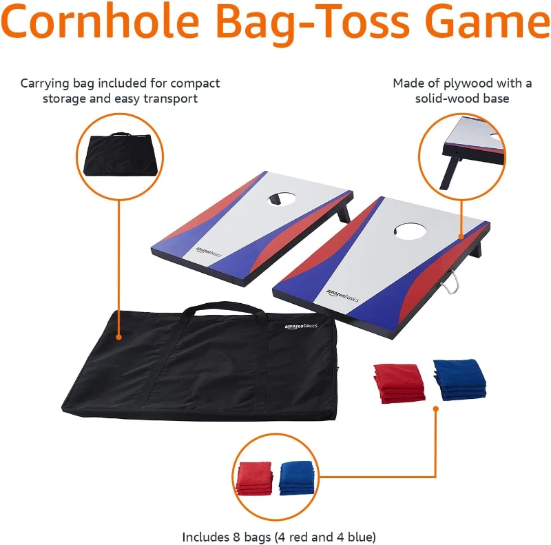 Amazon Basics Cornhole Set — Blue and Red