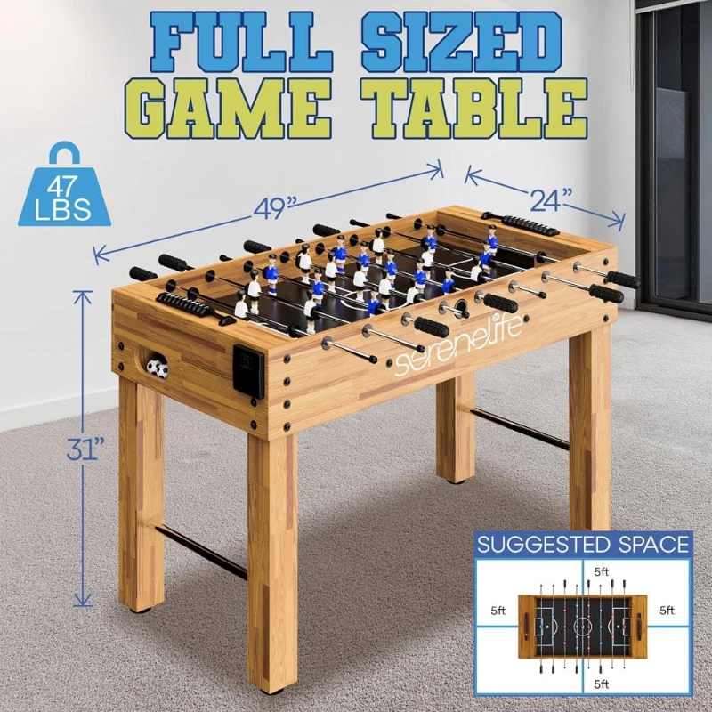 SereneLife 48"" Competition-Size Foosball Table with 2 Balls and Dual Cup Holders