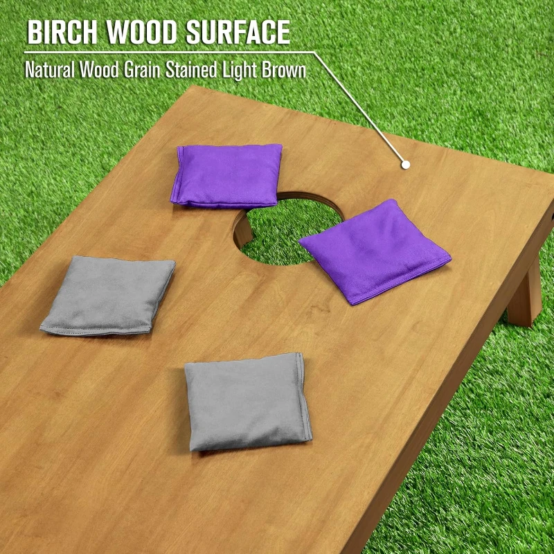 GoSports 4 ft x 2 ft Regulation Wooden Cornhole Boards Set with Light Brown Finish - Includes Carrying Case & Bean Bags