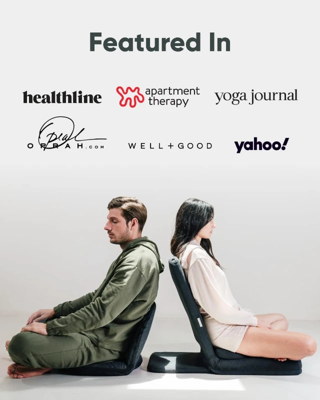 Mindful Modern Folding Pro Meditation Seat - Adjustable Floor Chair with Back Support and Half-Moon Buckwheat Cushion