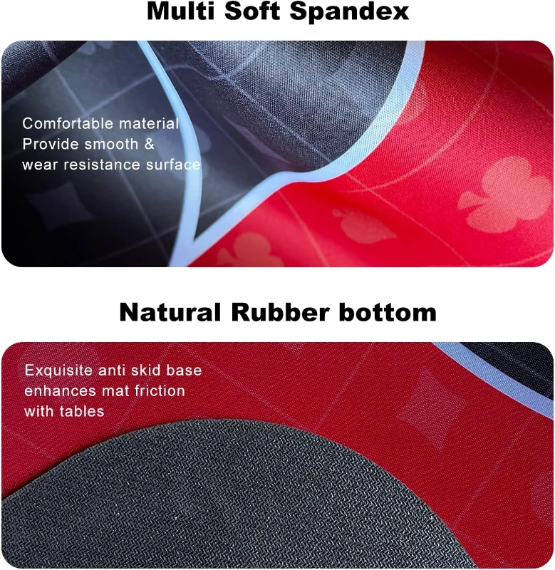 YUZPKRSI 70 x 35 Inch Poker Mat - Rubber Texas Hold'em Table Top for 8 Players, Folding Portable Poker Topper with Carry Bag for Casino-Style Games