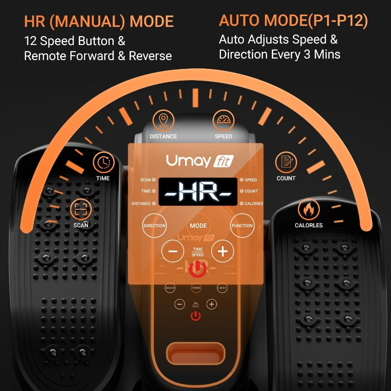 UMAY Under-Desk Elliptical — Electric Seated Leg Exerciser with Remote, Mute Function, 12 Speeds & Auto/Manual Modes — Quiet Portable Rehab Machine for Seniors