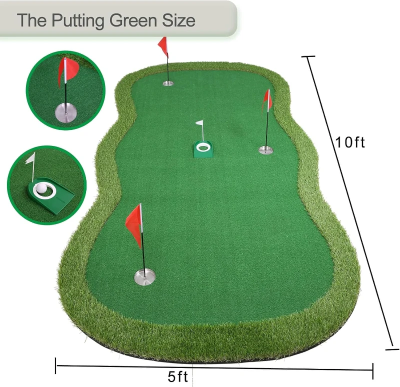 Chriiena Golf Putting Green Mat - Large Professional Practice Surface for Indoor and Outdoor Training