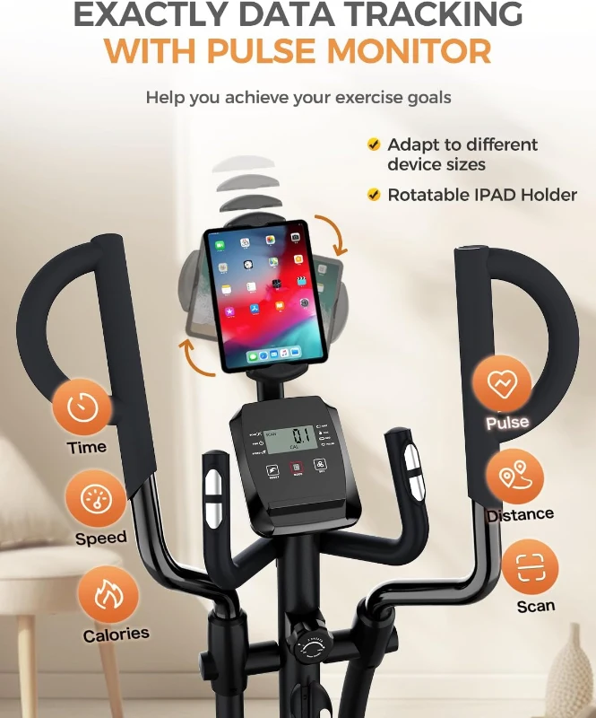 pooboo E399 Elliptical Trainer — 16 Resistance Levels, Ultra-Quiet Magnetic Rear Drive, LCD Console, 15.5 in Stride, 350 lb Max Weight