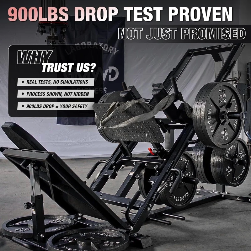 GMWD 45° Leg Press & Hack Squat Combo — Linear Bearing 2-in-1 Lower-Body Machine with Weight Storage, 84×38"" Base, Commercial-Style Home Gym Equipment