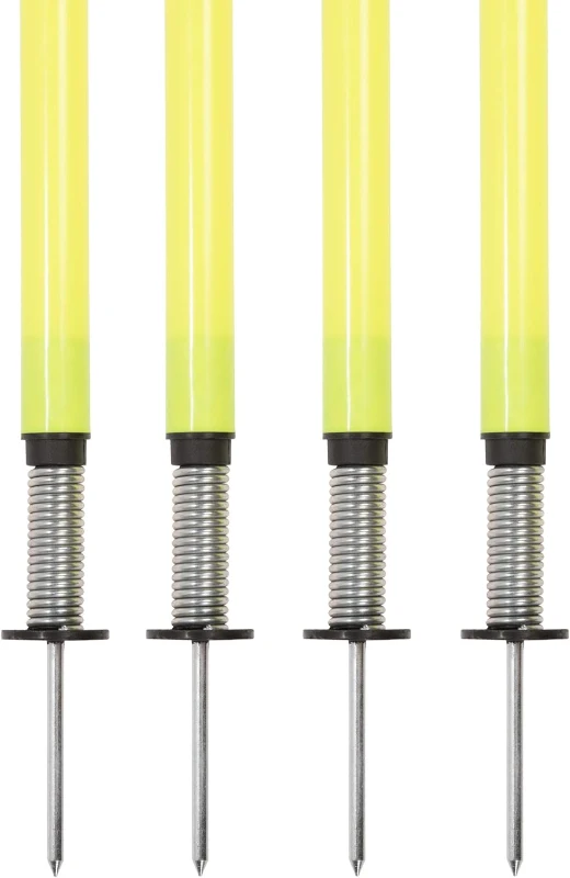 Champion Sports APSET Outdoor Agility Pole Set – Four 66-inch Yellow Poles with Spring-Loaded Ground Spikes and Carry Bag