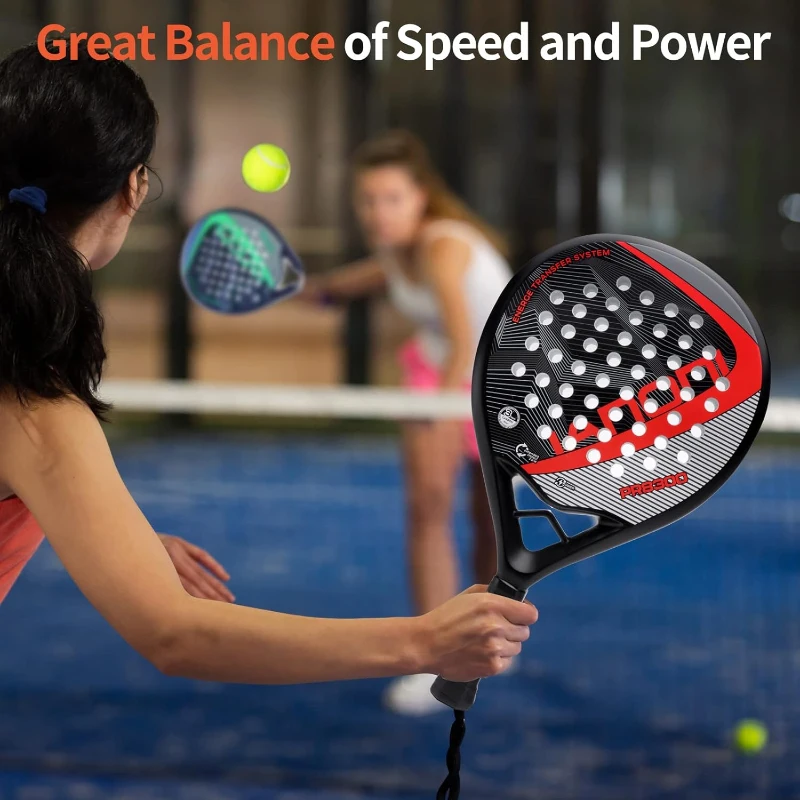 Performance Padel Racket — Carbon Fiber Face & EVA Memory Flex Foam Core, Extended Length