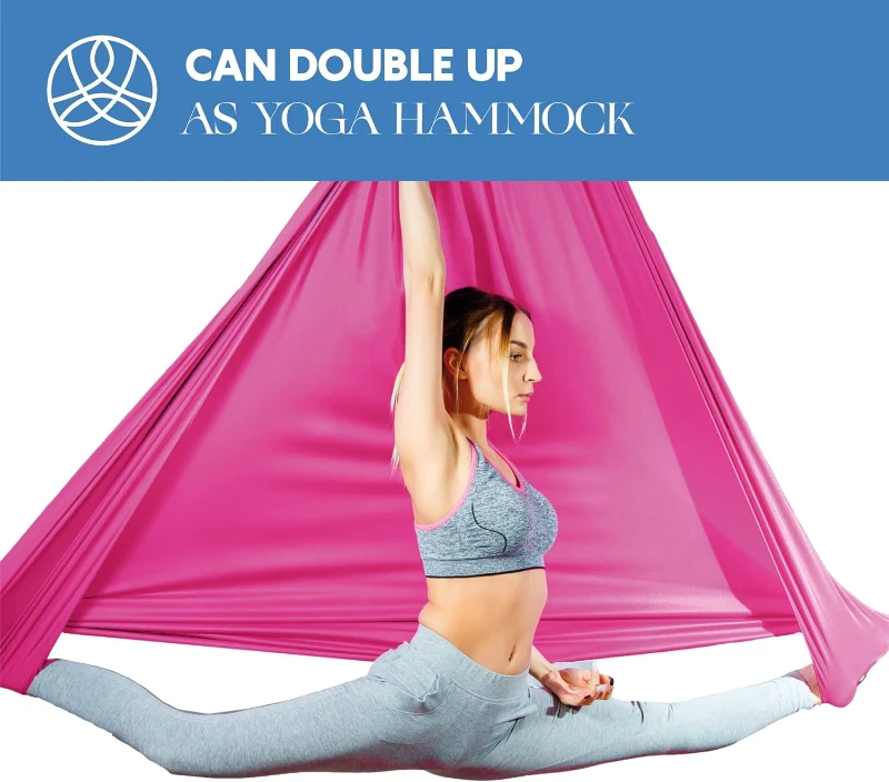 Aerial Silks Starter Kit — Durable 9-Yard Tricot Aerial Hammock with Rigging Hardware & Instruction Guide | Aerial Swing for Acrobatic Flying Yoga & All Levels (Rigging Up to 13 ft)