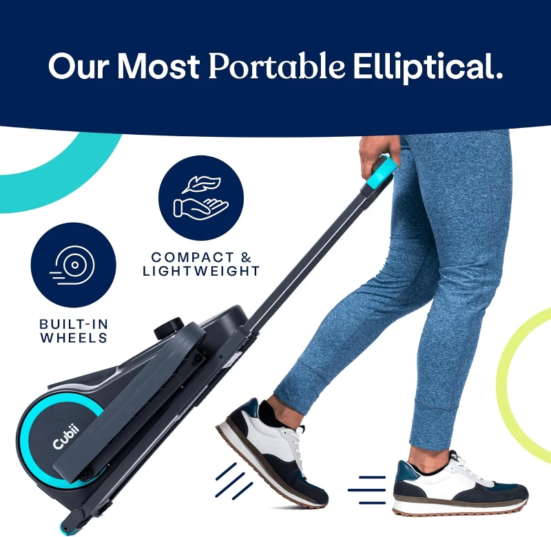 Cubii GO Under-Desk Seated Elliptical Pedal Exerciser with LCD Tracker, Adjustable Resistance, Built-in Wheels & Telescoping Handle — Portable WFH Fitness