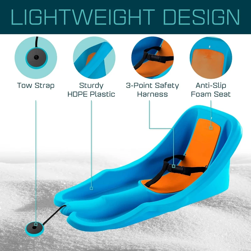 Gizmo Riders Baby Rider Toddler Sled with 3-Point Harness, Anti-Slip Foam Seat & Retractable Tow Strap — 6 Months to 3 Years, Supports up to 55 lb