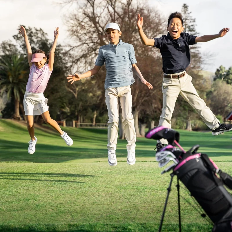 Precise XD-J Junior Golf Set for Kids (Ages 3-5) with Lightweight Graphite Shafts, Hybrid, Putter & Stand Bag