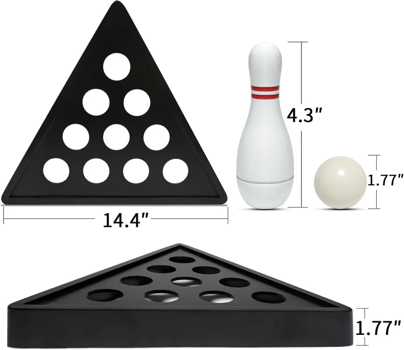 Shuffleboard Bowling Set - 10 Premium Hardwood Pins with Durable Triangular Pinsetter, Resin Bowling Ball and Carry Bag for Shuffleboard Games