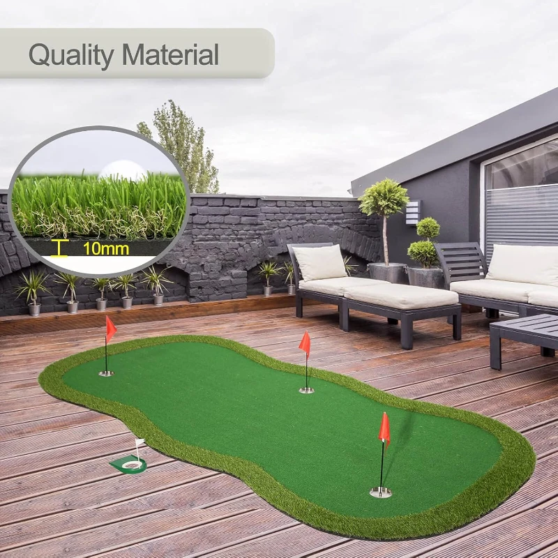 Chriiena Golf Putting Green Mat - Large Professional Practice Surface for Indoor and Outdoor Training
