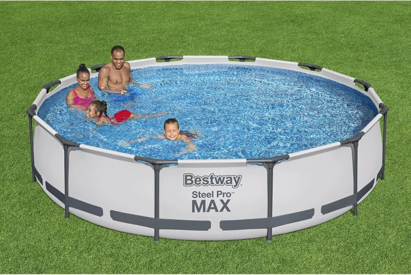 Bestway Steel Pro MAX 12 ft x 30 in Round Metal-Frame Above-Ground Pool Set — Includes 330 GPH Filter Pump