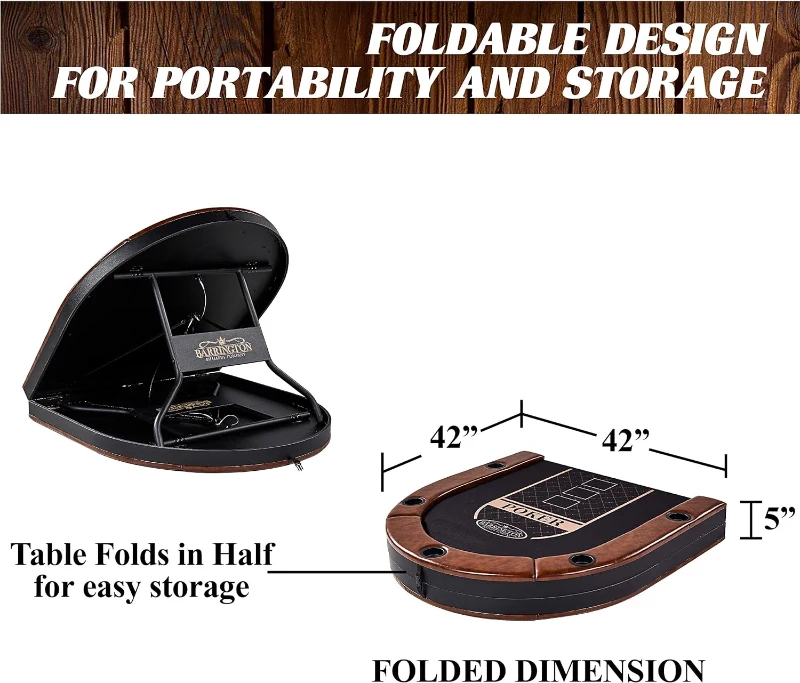 Barrington Poker Folding Table & Tabletop Collection — Padded Casino-Style Rail with Felt Play Surface for Texas Hold'em (Multi-Style)