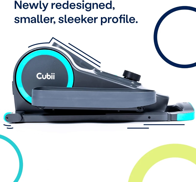 Cubii GO Under-Desk Seated Elliptical Pedal Exerciser with LCD Tracker, Adjustable Resistance, Built-in Wheels & Telescoping Handle — Portable WFH Fitness