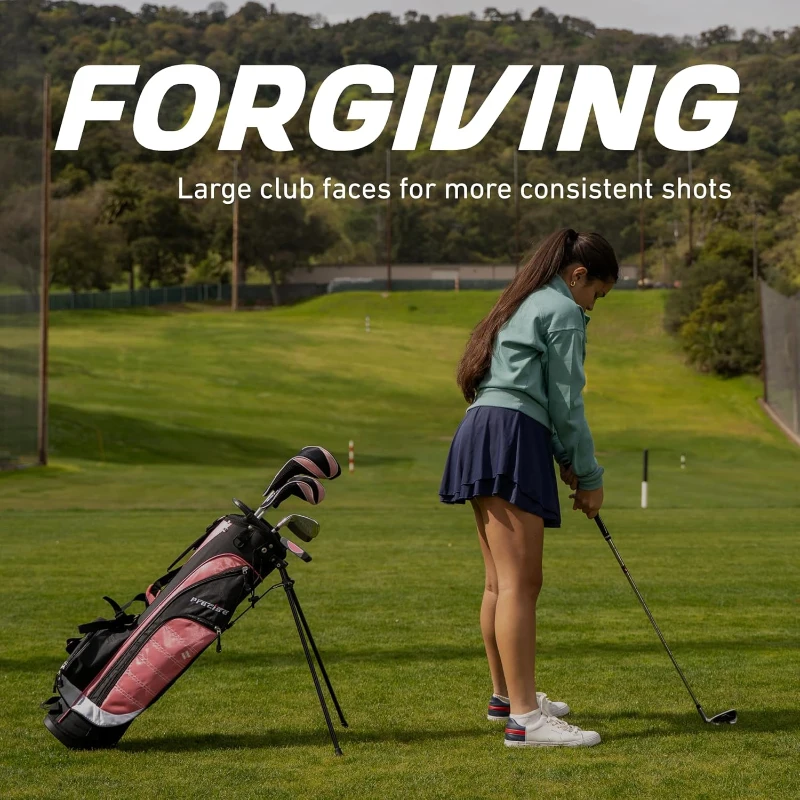 Precise XD-J Junior Golf Set for Kids (Ages 3-5) with Lightweight Graphite Shafts, Hybrid, Putter & Stand Bag