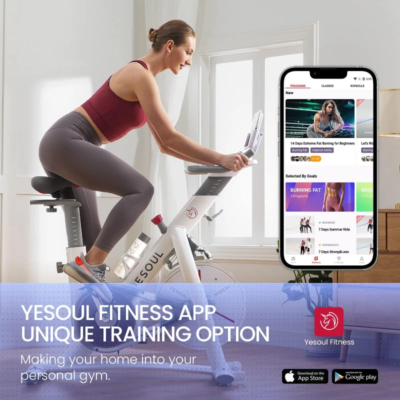 Yesoul Smart Magnetic Exercise Bike — Low-Noise Home Cycling Bike with Tablet Mount, Comfortable Seat & Bluetooth Fitness App