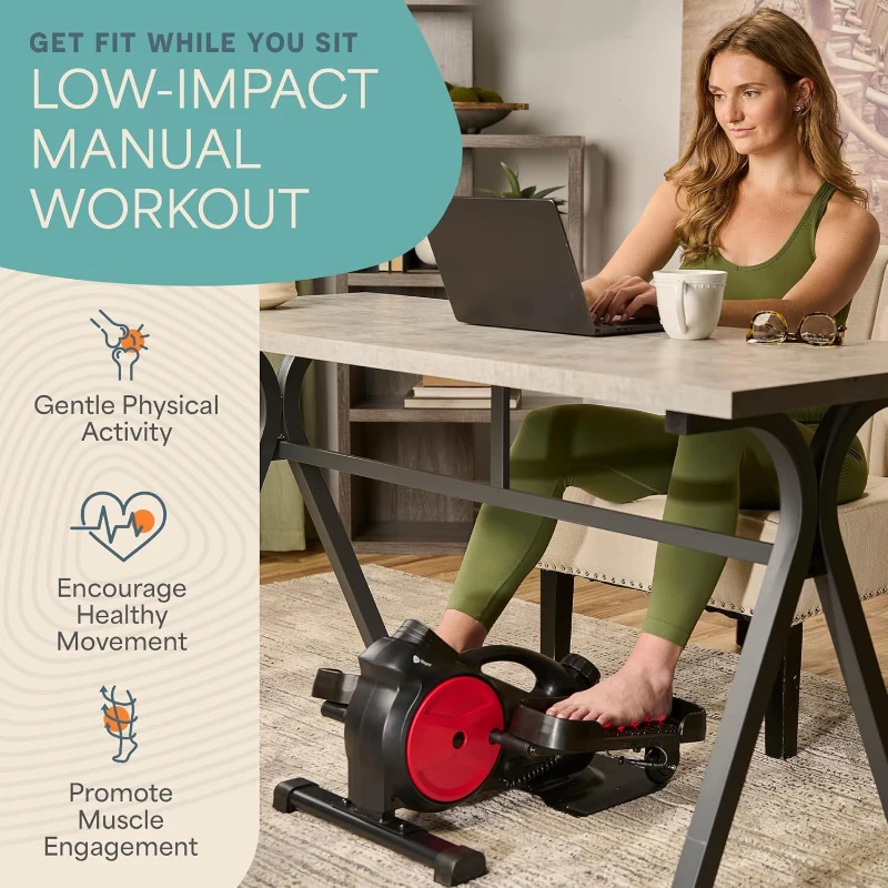 Lifepro FlexStride Under-Desk Elliptical with Optional Red Light Therapy – Quiet Seated Pedal Exerciser for Seniors & Adults, Portable Home/Office Leg Trainer