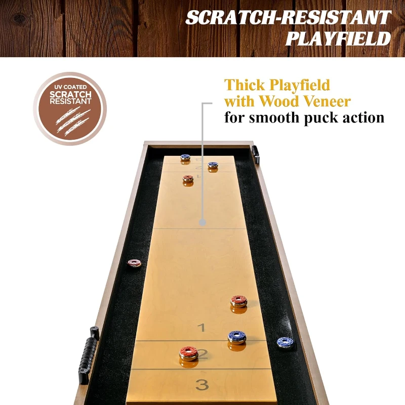 Barrington Shuffleboard Urban Collection 9' Shuffleboard Table — PVC-Laminated Finish with Puck Set & Accessories, Ideal for Family Game Rooms
