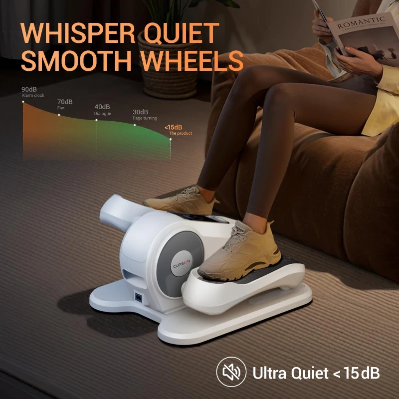 Under-Desk Elliptical Trainer – Electric Seated Pedal Exerciser with Remote, 12 Speed Levels, Forward/Reverse, Manual (HR) & Auto Modes for Home or Office