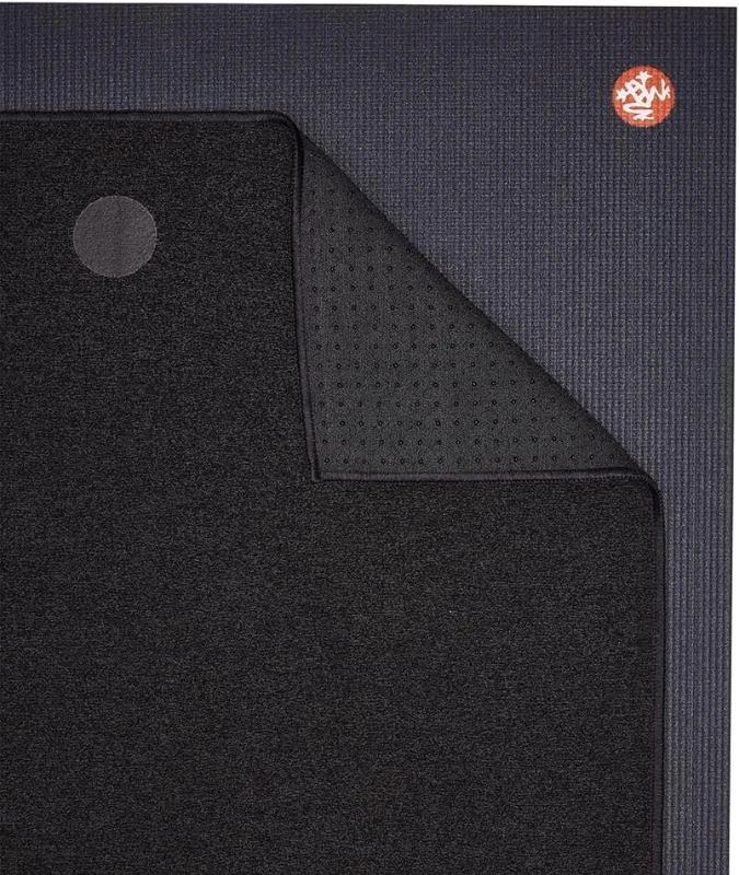 Yogitoes by Manduka Hot Yoga Mat Towel — 72"" Onyx Thin Lightweight Quick-Dry Towel with Rubber Grip Dots (262023001)