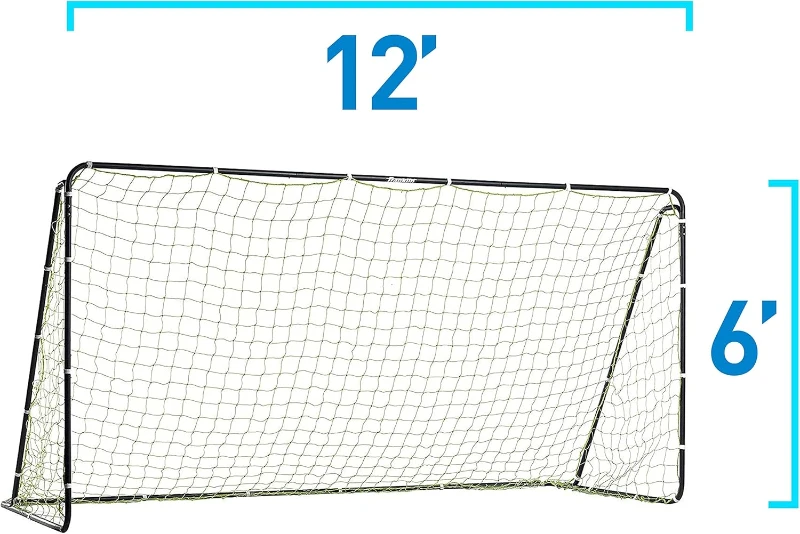 Franklin Sports Competition Soccer Goal – 12'x6' Portable Steel Goal with Net & 6 Galvanized Stakes – Available in Multiple Sizes & Colors