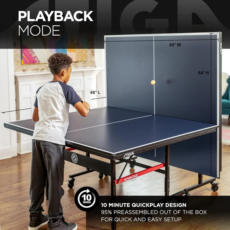 STIGA Advantage Series Table Tennis Tables - 13/15/19/25mm Tops, 10-Min QuickPlay Assembly, Playback Mode