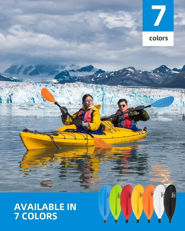 OCEANBROAD Kayak Paddle — 86in/218cm, 90.5in/230cm, 95in/241cm Lightweight Alloy Shaft Oar with Paddle Leash