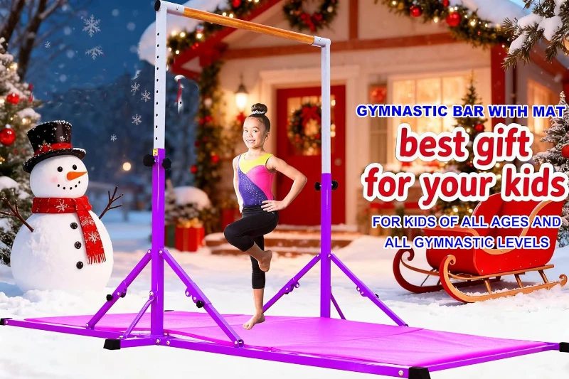 Marfula Foldable Gymnastics Kip Bar for Kids & Teens (Ages 3-25) - 5Ft/8Ft Base, 4Ft Width, 5Ft Adjustable Height - Professional Training Equipment for Home & Club