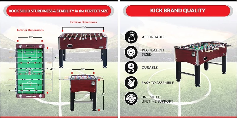 Seydrey 55"" Competition Foosball Table - Black, Chrome-Plated Rods Included