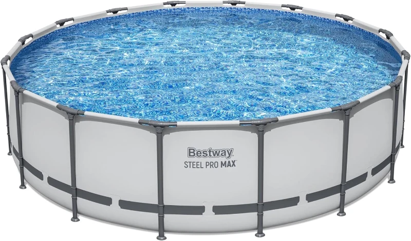 Bestway Steel Pro MAX 16-Foot x 48-Inch Round Above-Ground Pool Set with Metal Frame, 1,000-Flow Filter Pump, Ladder and Cover