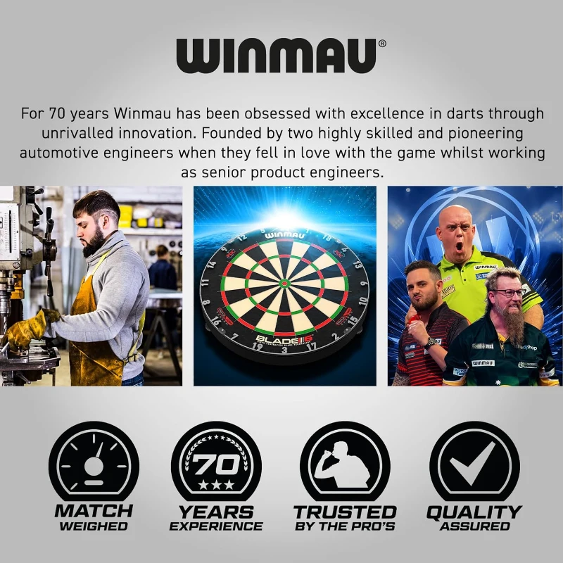 WINMAU Blade 6 Dartboard Bundle – Sixth Generation Professional PDC-Approved Board with Rota-Lock & High-Performance Wiring