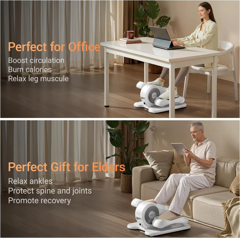 Under-Desk Elliptical Trainer – Electric Seated Pedal Exerciser with Remote, 12 Speed Levels, Forward/Reverse, Manual (HR) & Auto Modes for Home or Office