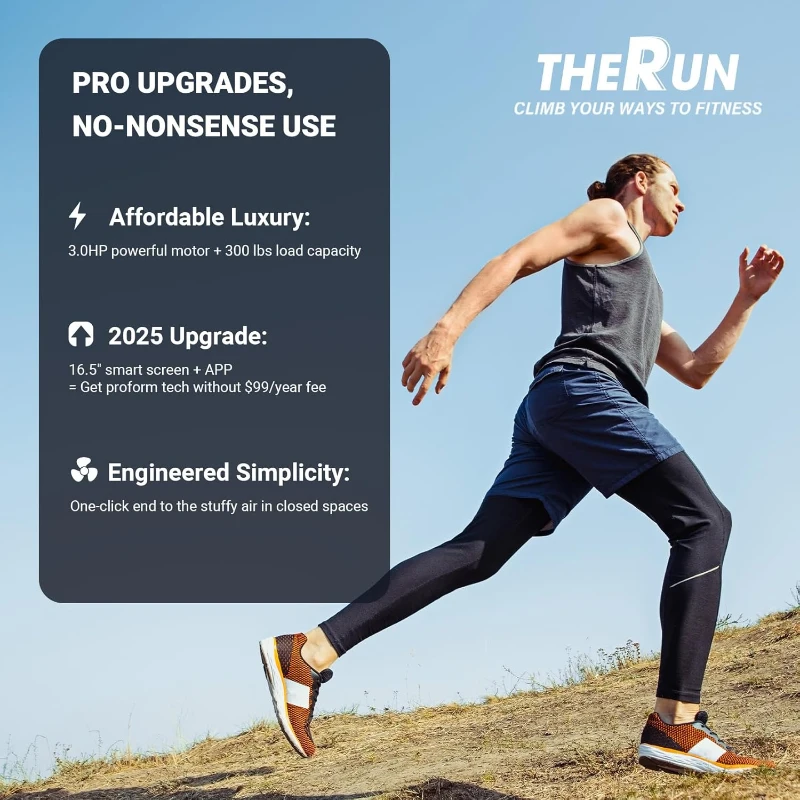 THERUN Incline Treadmill with Built-in Fan, 300 lb Capacity, 0–15% Auto Incline, Wide 17"" x 47.2"" Belt, 3.5HP, App Compatible (FitShow/Kinomap/Zwift)