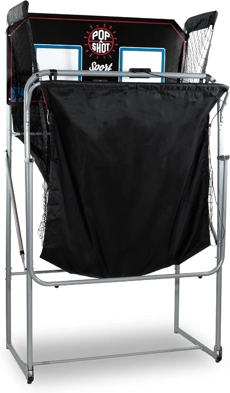 Pop-A-Shot Dual Shot Sport — Foldable Home Arcade Basketball Game with Paddle Scoring, 10 Game Modes, 4 Balls